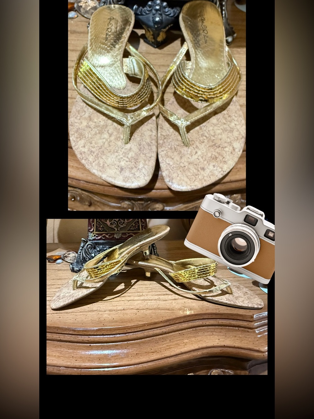 Metallic Gold Braided Thong Sandals for Women - Slip-On Comfort